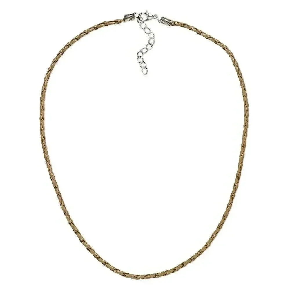 24" Taupe Faux Leather Woven Bola Braided Necklace Cord
